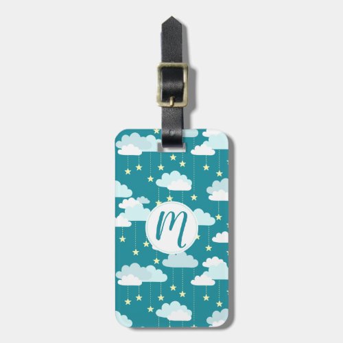 Cute Falling Stars  Clouds Pattern Luggage Tag