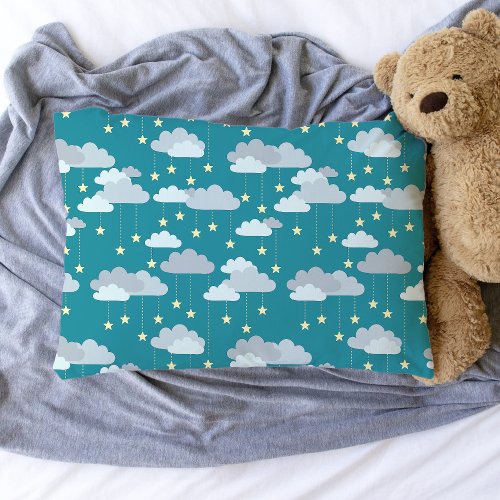Cute Falling Stars  Clouds Pattern Pillow Case