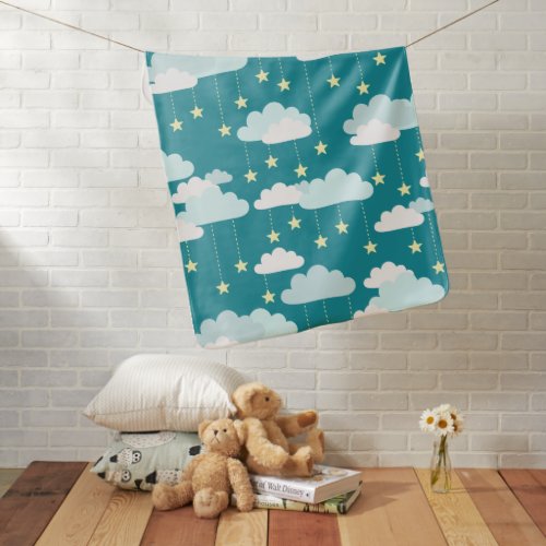 Cute Falling Stars  Clouds Pattern Swaddle Blanket