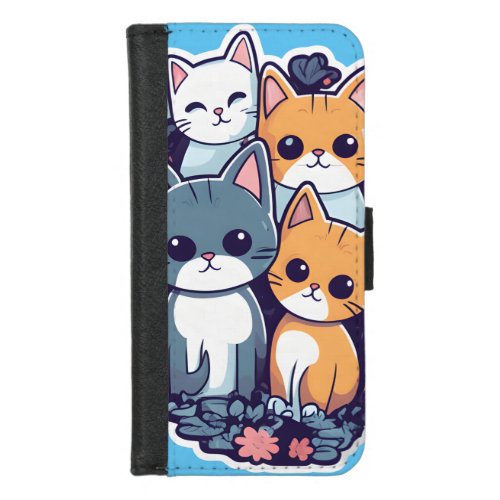 Cute familly cats iPhone 87 wallet case