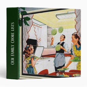cute Family chore list retro vintage 3 Ring Binder