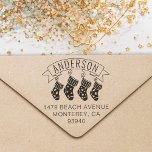 Cute Family Christmas Address Stocking Stuffer Self-inking Stamp<br><div class="desc">Joyful Cozy Christmas Socks,  perfect stamp for your x-mas mailings,  Sock Exchange Party Invitation or as a gift wrapping stamp

Add your return address in style with these customized rubber address stamps.</div>