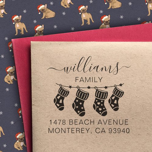 Cute Family Christmas Address Stocking Stuffer Self_inking Stamp