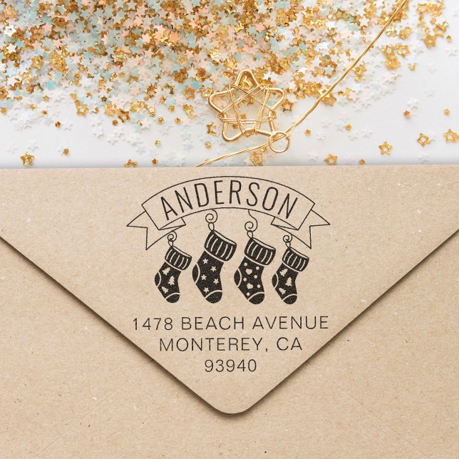 Cute Family Christmas Address Stocking Stuffer Self-inking Stamp (Creator Uploaded)