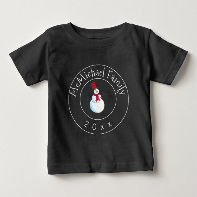 Cute Family Christmas Snowman Baby Bodysuit (Front)