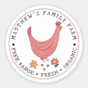 Cute Family Farm Chicken egg box Classic Round Sticker