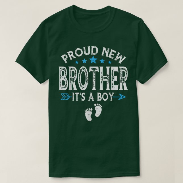 Cute Family Gender Reveal Proud New Brother It's A T-Shirt (Design Front)