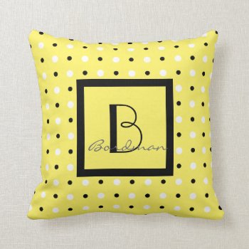 Cute Family Keepsake  Yellow W Polka Dots Throw Pillow by PicturesByDesign at Zazzle
