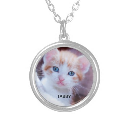 Cute Family Kitten Photo Silver Plated Necklace