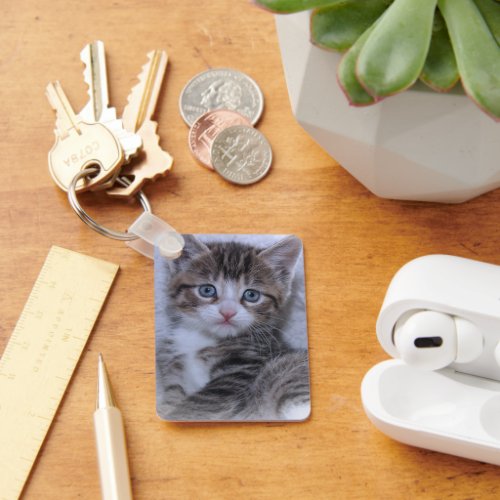 Cute Family Kittens Photo Keychain