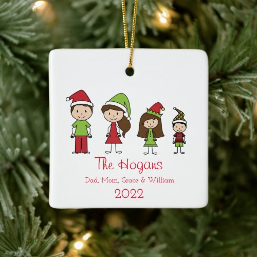 Cute Family Name  Year Personalized Christmas Ceramic Ornament