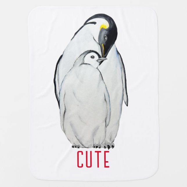 Cute family of emperor penguins T-Shirt Baby Blanket (Front)