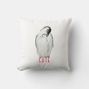 Cute family of emperor penguins T-Shirt Throw Pillow