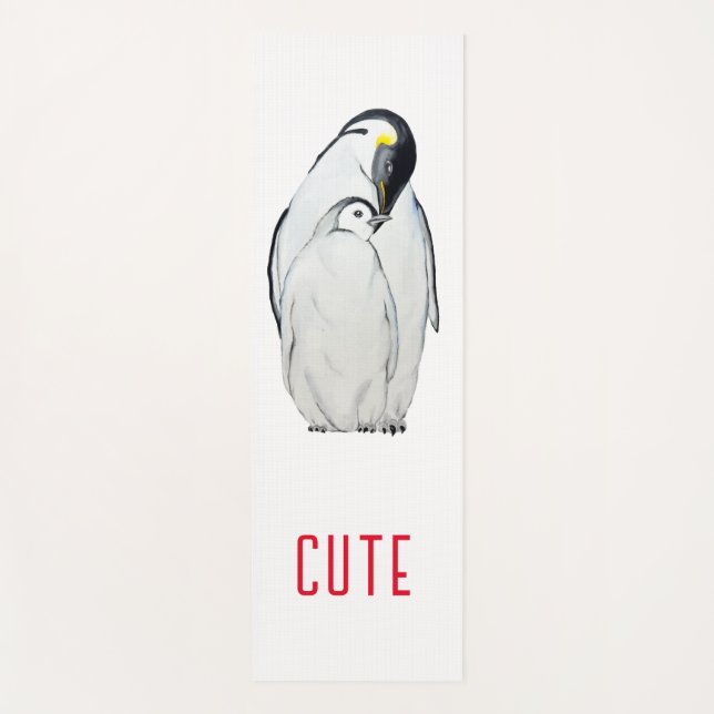 Cute family of emperor penguins T-Shirt Yoga Mat (Front)