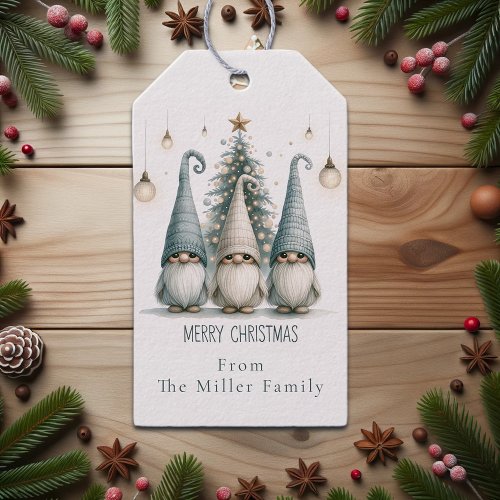 Cute Family of Gnomes At Christmas Personalized Gift Tags