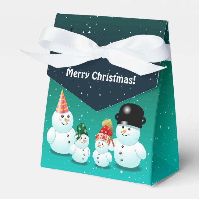 Cute Family of Snowmen Favor Boxes (Front Side)
