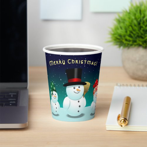 Cute Family Of Snowmen Paper Cups
