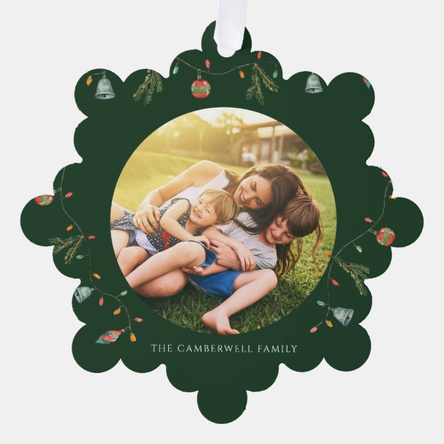 Cute Family Photo Christmas Holiday Ornament Card (Front)