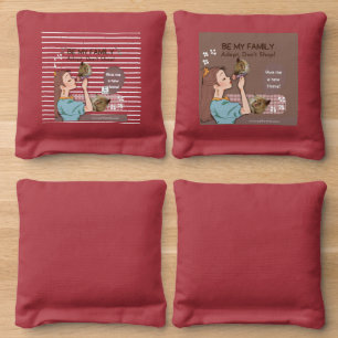 Cute family-proud cat lovers and pet families cornhole bags