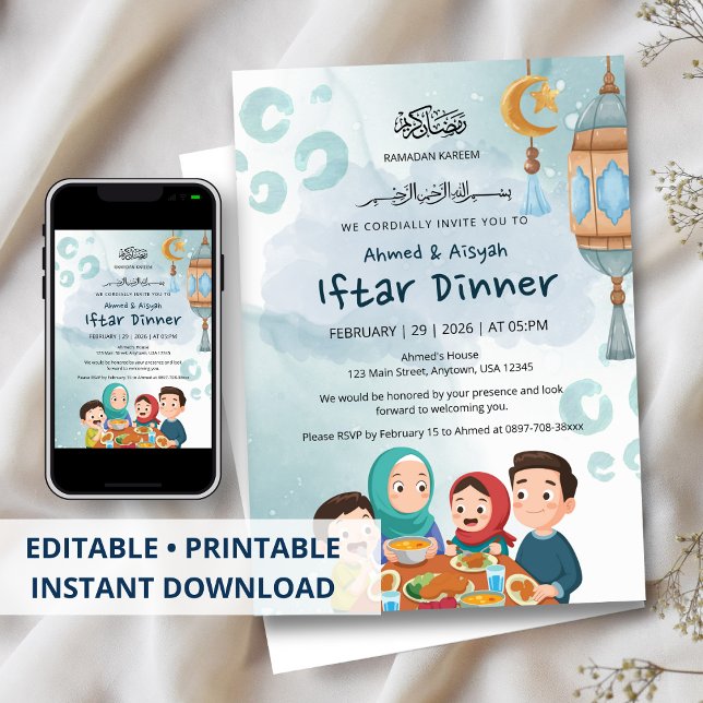Cute Family Ramadan Iftar Invitation (Creator Uploaded)