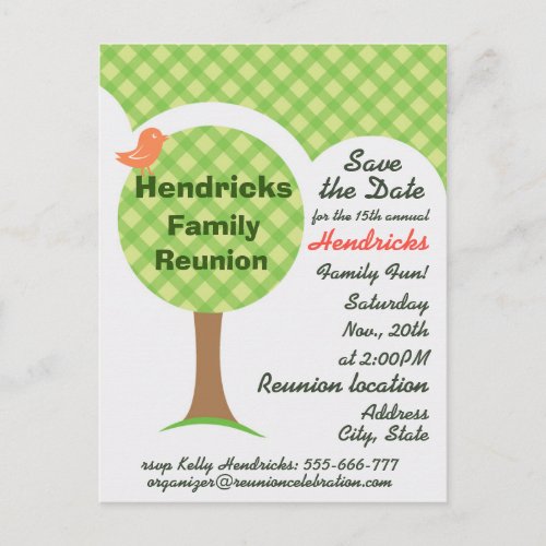 Cute family reunion invitation postcard