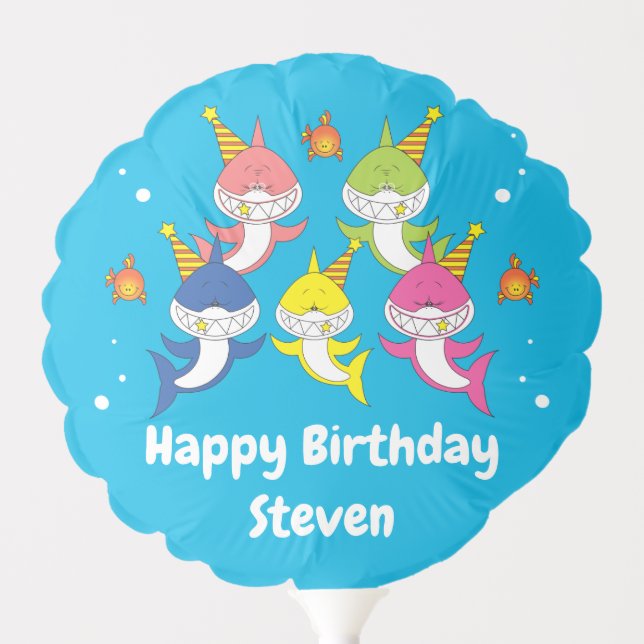 Cute Family Shark Cartoon Balloon (Front)