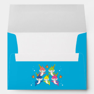 Cute Family Shark Cartoon Envelope