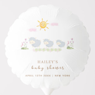 Cute Family Sheep Floral Garden Baby Shower  Balloon