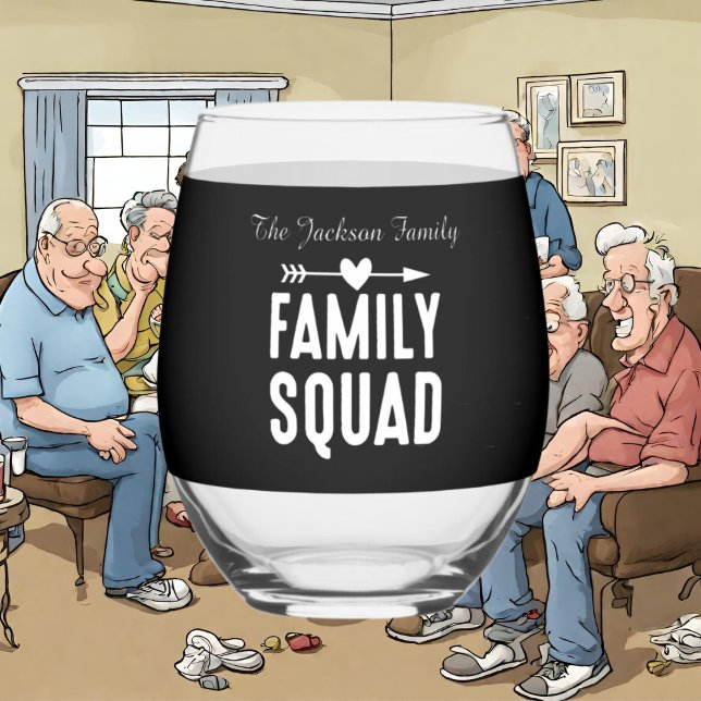 Cute Family squad add name reunion Stemless Wine Glass (Creator Uploaded)