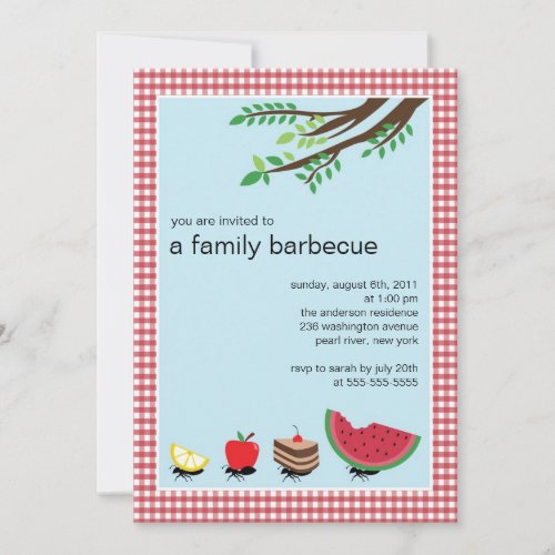 CUTE Family Summer BBQ Party Invitation