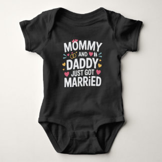Cute Family Wedding Mommy and Daddy Just Married Baby Bodysuit