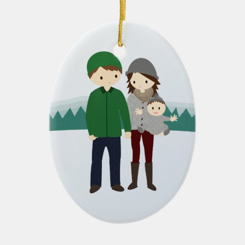 Cute Family with Baby Christmas Ornament