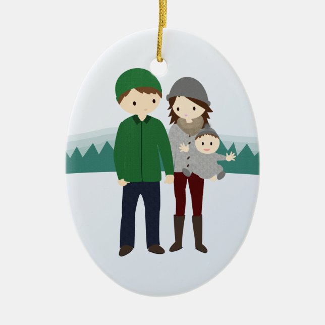 Cute Family with Baby Christmas Ornament (Front)