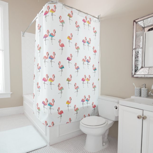 Cute Famingos Shower Curtain (In Situ)