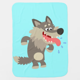 Cute Famished Cartoon Wolf Baby Blanket