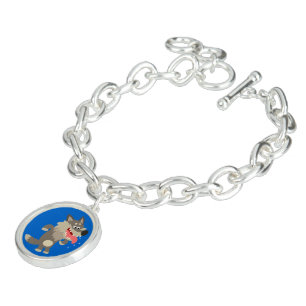 Cute Famished Cartoon Wolf Charm Bracelet