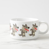 Cute Famished Cartoon Wolf Chili Bowl (Left)