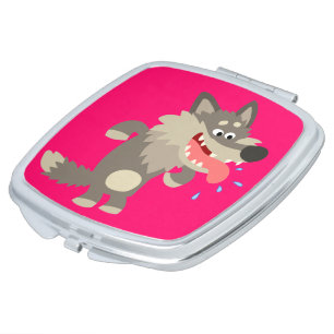Cute Famished Cartoon Wolf Compact Mirror