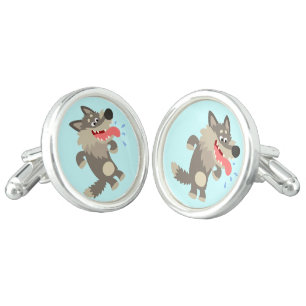 Cute Famished Cartoon Wolf Cufflinks