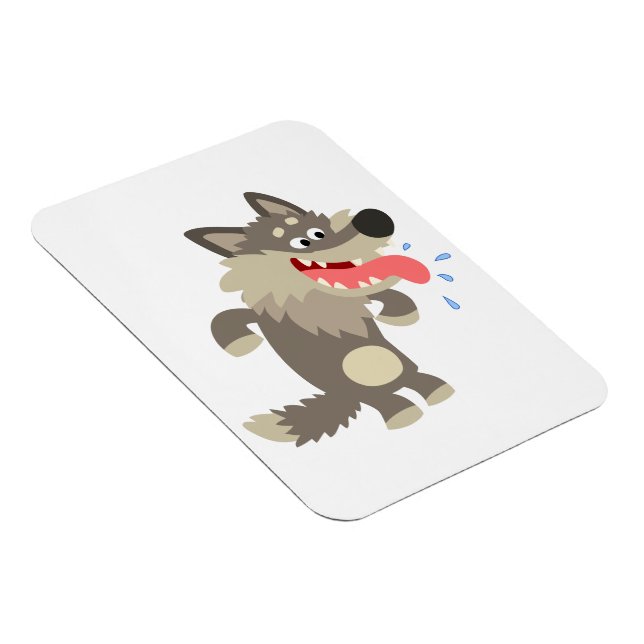 Cute Famished Cartoon Wolf Flexible Magnet (Right Side)
