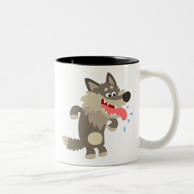 Cute Famished Cartoon Wolf Mug (Right)