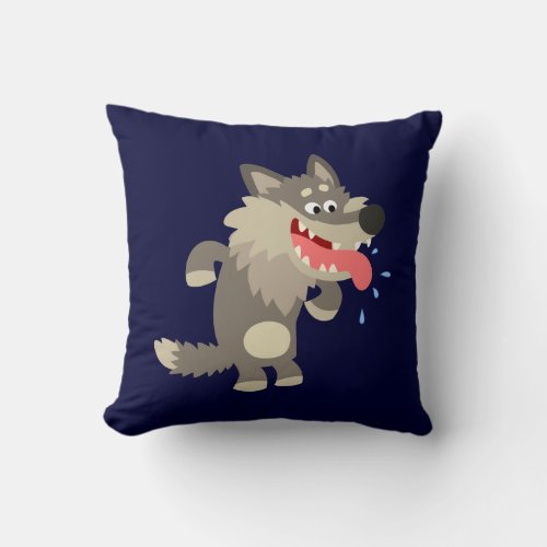 Cute Famished Cartoon Wolf Pillow