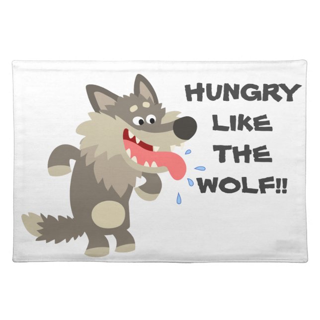 Cute Famished Cartoon Wolf Placemat (Front)
