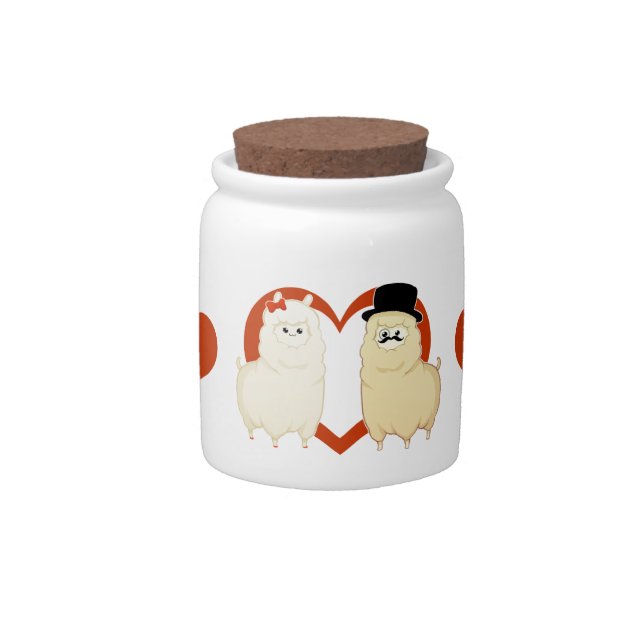 Cute Fancy Alpaca Couple Candy Jar (Front)