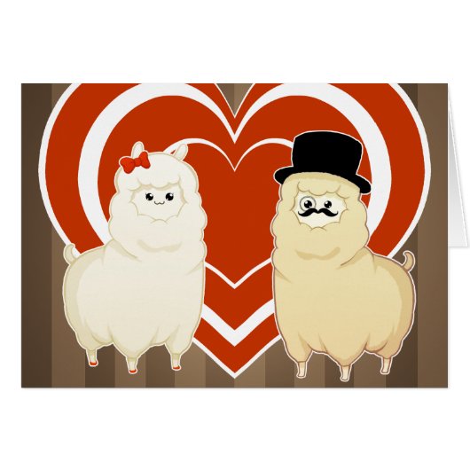 Cute Fancy Alpaca Couple Cards (Front Horizontal)