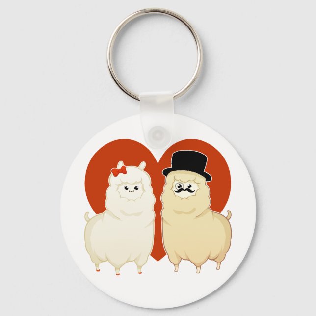 Cute Fancy Alpaca Couple Keychain (Front)