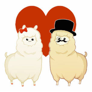 Cute Fancy Alpaca Couple Statuette