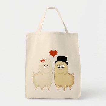 Cute Fancy Alpaca Couple Tote Bag by DiaSuuArt at Zazzle