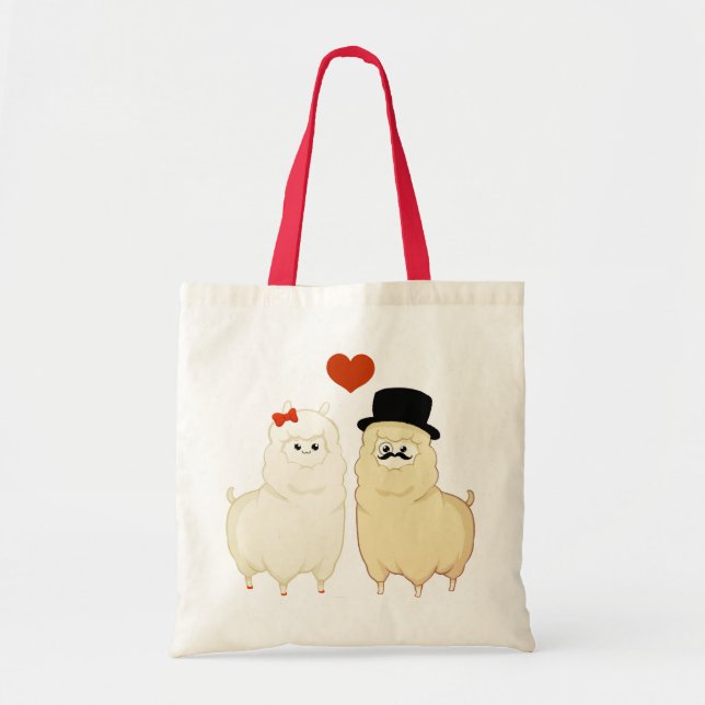 Cute Fancy Alpaca Couple Tote Bag (Front)