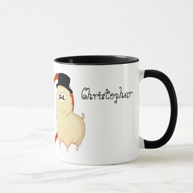 Cute Fancy Alpaca Couple with customizable names Mug (Right)